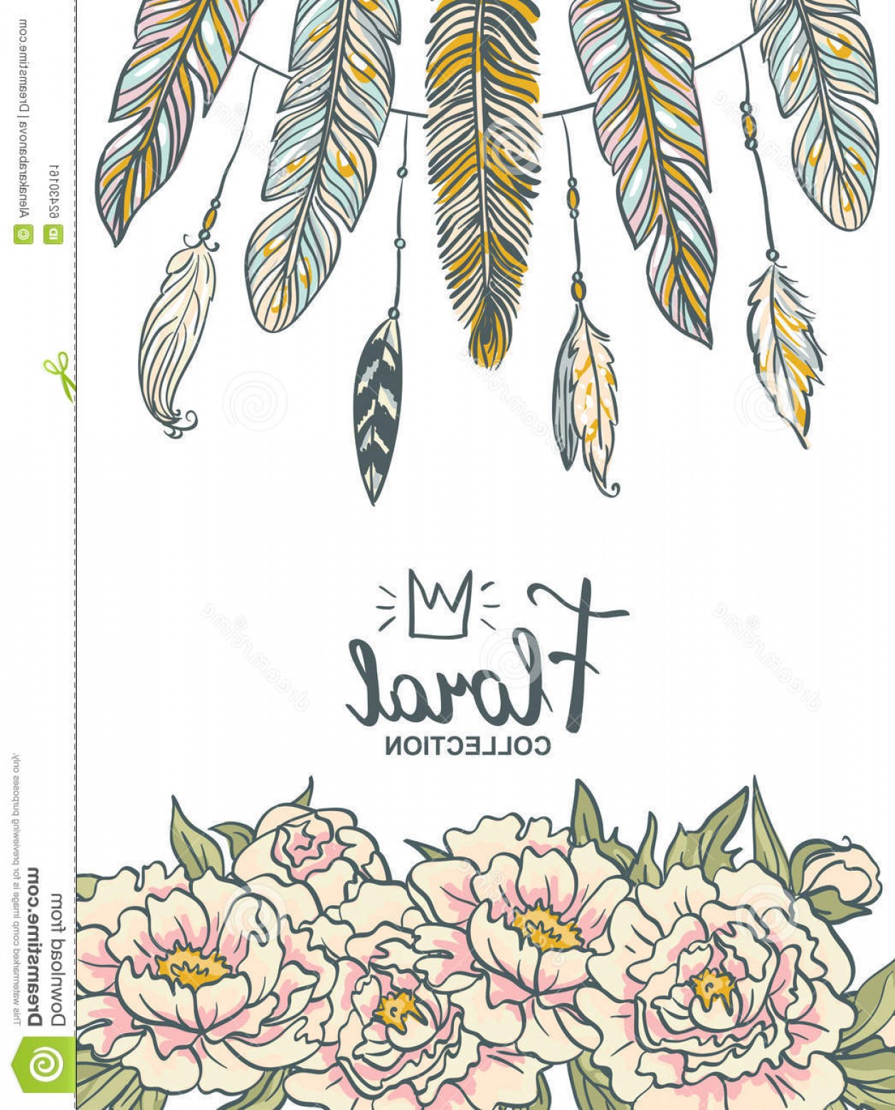 1258x1560 Stock Illustration Vector Boho Floral Wedding Invitation Pink