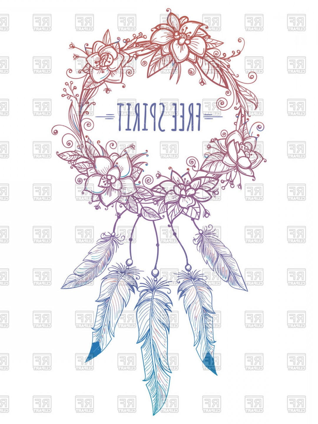 1080x1440 Colorful Boho Style Wreath With Feathers Vector Clipart Newwaysys