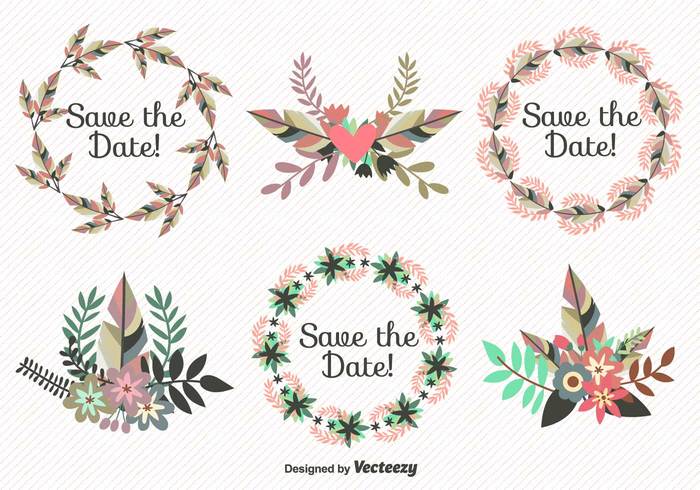 700x490 Save The Date Leaves Wreath Vectors