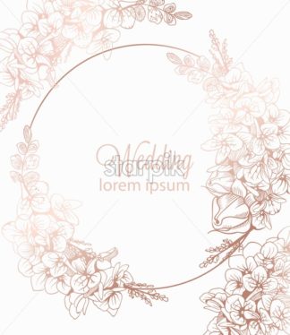 324x374 Vintage Boho Flowers Wreath Decor Vector Line Art Golden Glossy