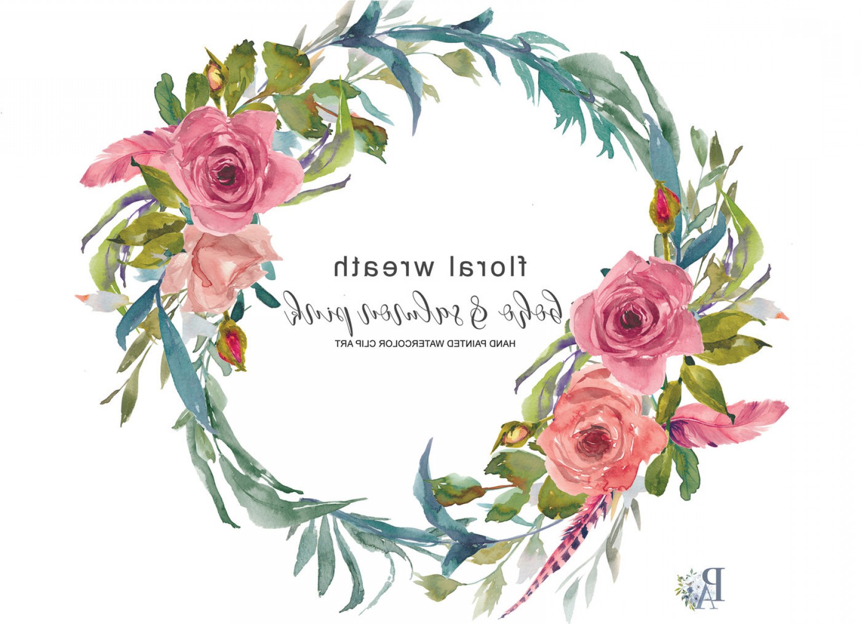1680x1218 Watercolor Boho And Salmon Pink Flowers Wreath Handandbeak