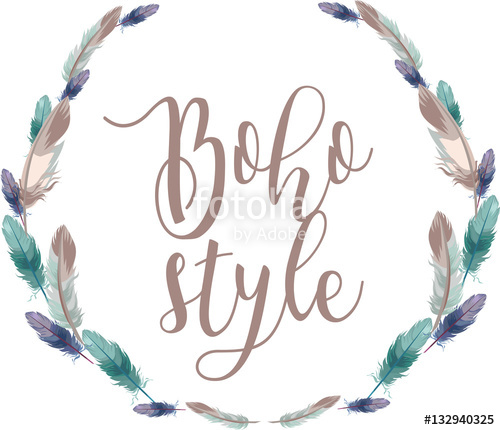 500x430 Beautiful Feathers Wreath With Calligraphy Inscription Boho Style