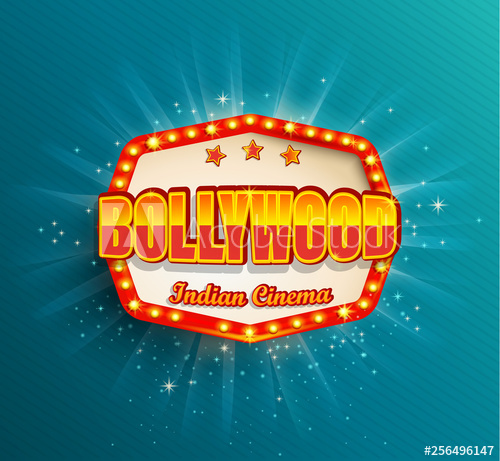 500x461 Bollywood Indian Cinema Film Frame With Retro Light Bulbs Glowing