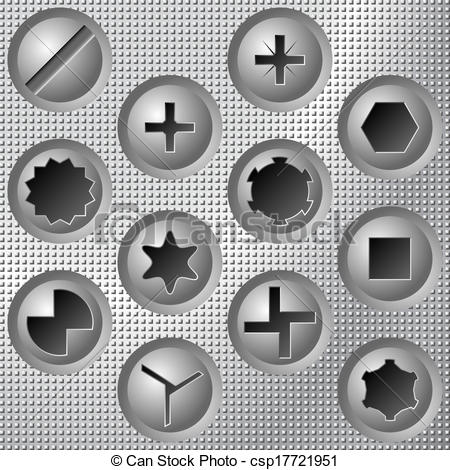 450x470 Screw Heads Set Clipart Vector