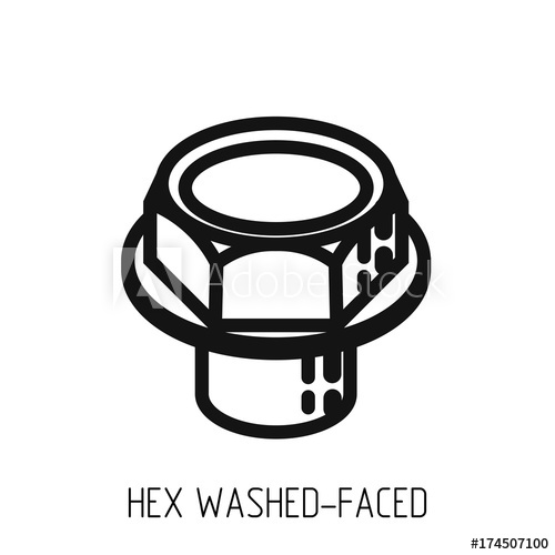 500x500 Bolt Head Hex Full Bearing Outline Icon And Education Illustration