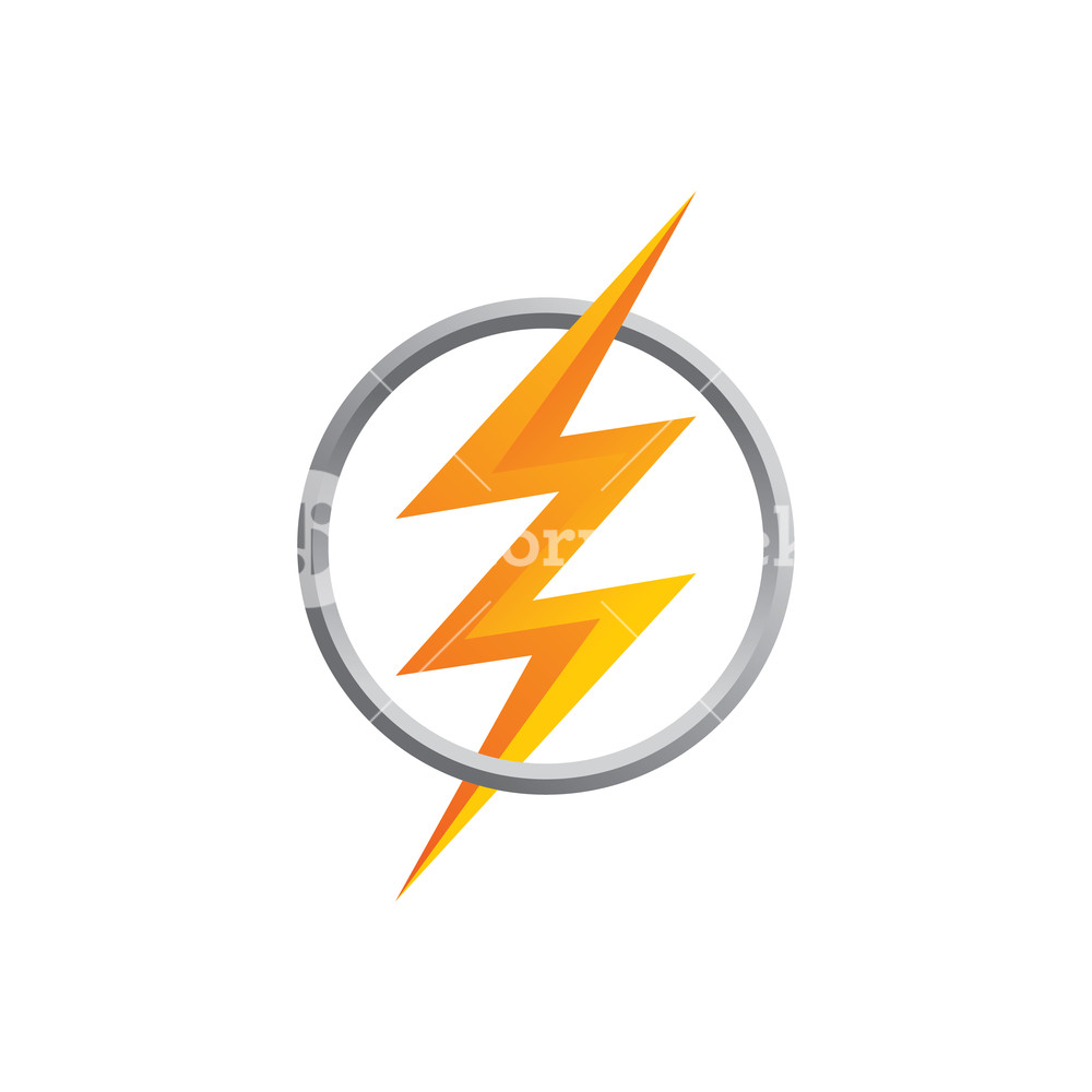 1000x1000 Orange Thunder Bolt Sign Logo Vector Art Royalty Free Stock Image