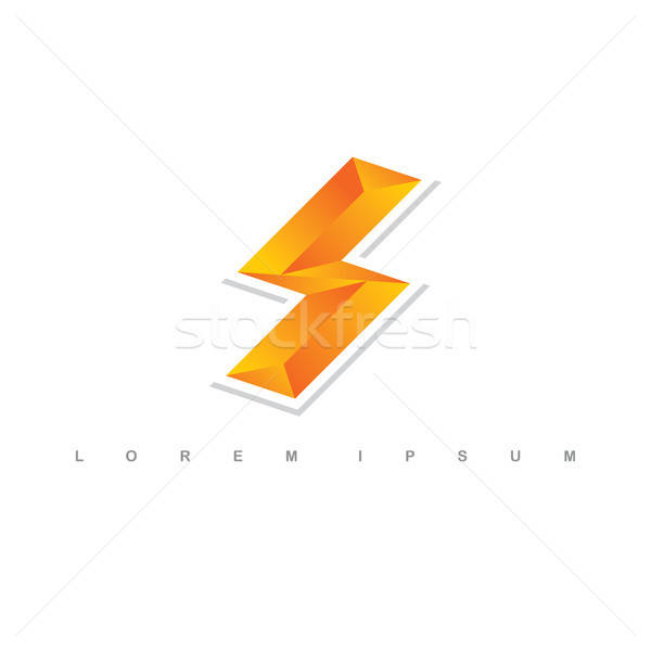 600x600 Orange Thunder Bolt Sign Logo Vector Illustration