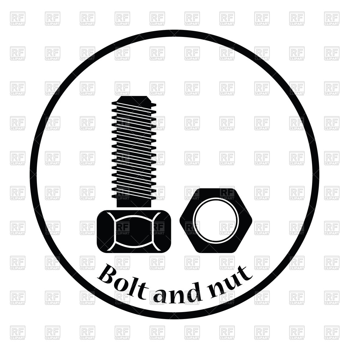 1200x1200 Thin Circle Design Icon Of Bolt And Nut Vector Image