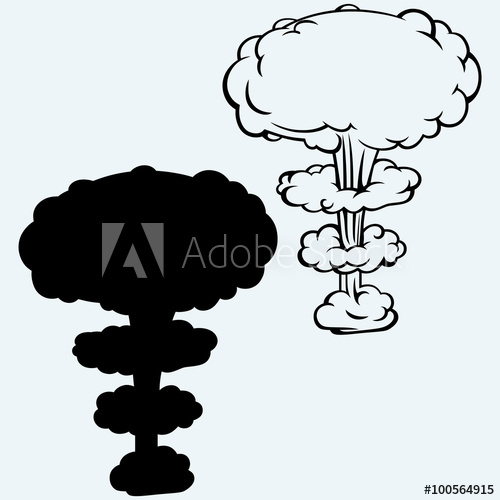 Explosion Nuclear Bomb Isolated On Blue Background Vector 500x500 Explosion Nuclear Bomb Isolated On Blue Background Vector