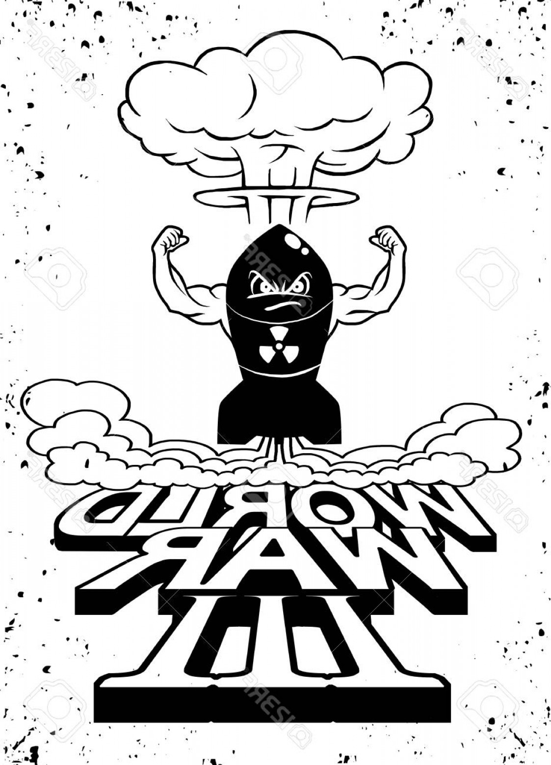 1123x1560 Photostock Vector Cartoon Atomic Bomb And Atomic Mushroom Cloudd