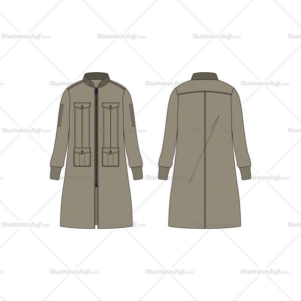 Men Long Bomber Jacket Vector Template Templates For Fashion 600x600 Men Long Bomber Jacket Vector Template Templates For Fashion