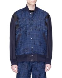 Sacai 'vector' Slogan Check Bomber Jacket In Blue For Men 200x250 Sacai 'vector' Slogan Check Bomber Jacket In Blue For Men