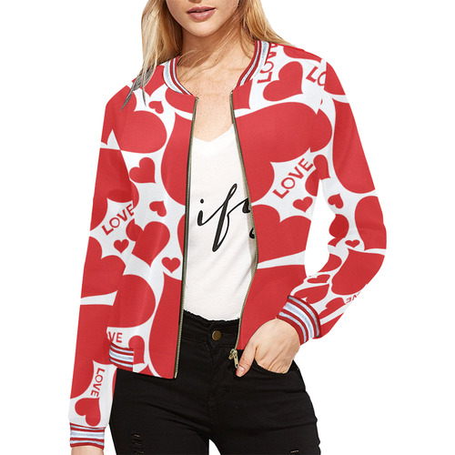 Hearts Vector With Love Text All Over Print Bomber Jacket 500x500 Hearts Vector With Love Text All Over Print Bomber Jacket