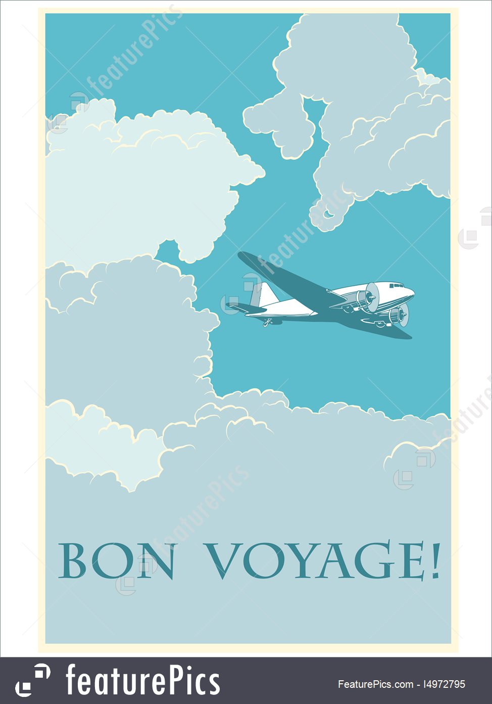 Illustration Of Retro Airplane Bon Voyage 974x1392 Illustration Of Retro Airplane Bon Voyage