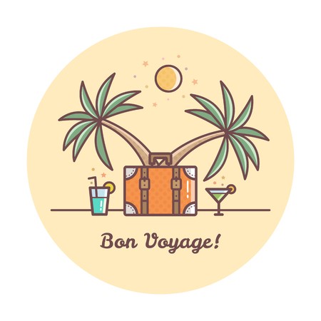 450x450 Bon Voyage Suitcase And Palm Trees Vector Illustration Royalty