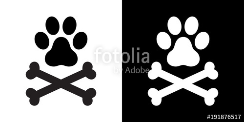 500x250 Dog Paw Dog Bone Cross Bone Pirate Vector Illustration Icon Logo