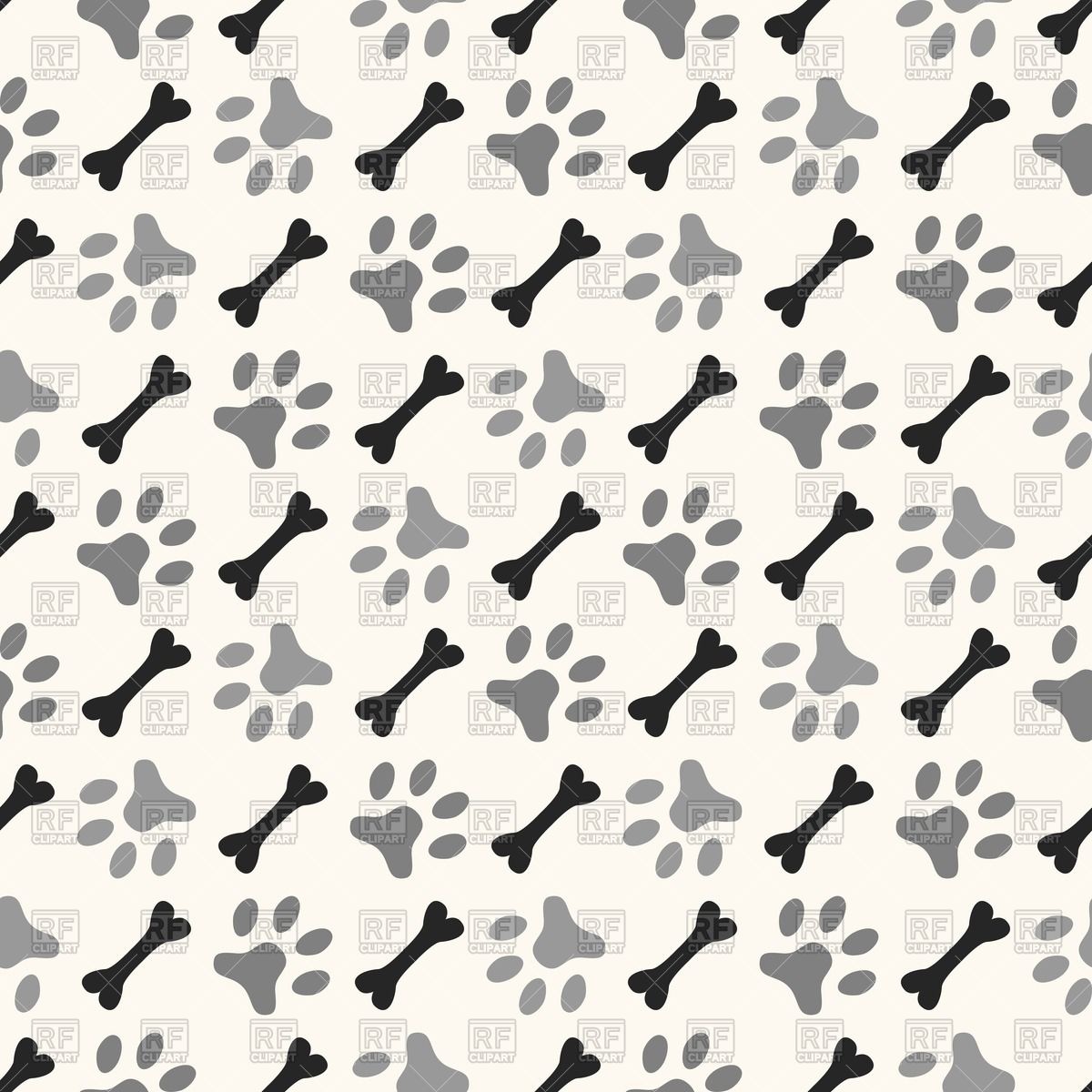 Seamless Background With Dog's Paw Print And Bone Vector Image 1200x1200 Seamless Background With Dog's Paw Print And Bone Vector Image