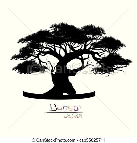 450x470 Bonsai Treeplant Silhouette Icons On White Background Vector