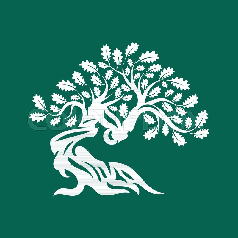 800x800 Huge And Sacred Oak Tree Silhouette Stock Vector Colourbox