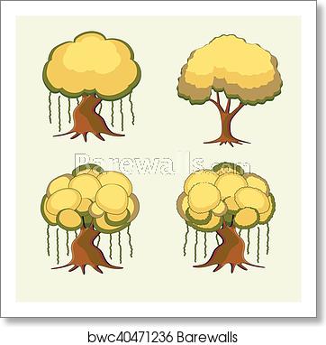 362x382 Bonsai Trees Vector Set, Art Print Barewalls Posters Prints