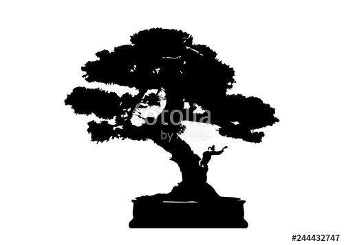 500x357 Japanese Bonsai Tree Plant Silhouette Icons On White Background