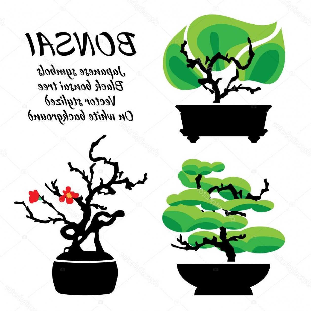 Stock Illustration Bonsai Vector Set On A Createmepink 1228x1228 Stock Illustration Bonsai Vector Set On A Createmepink