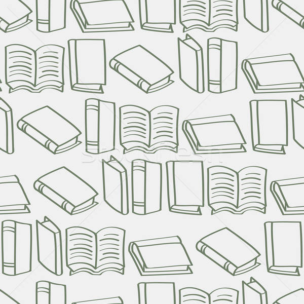 600x600 Seamless Cartoon Book Outline Background Vector Illustration