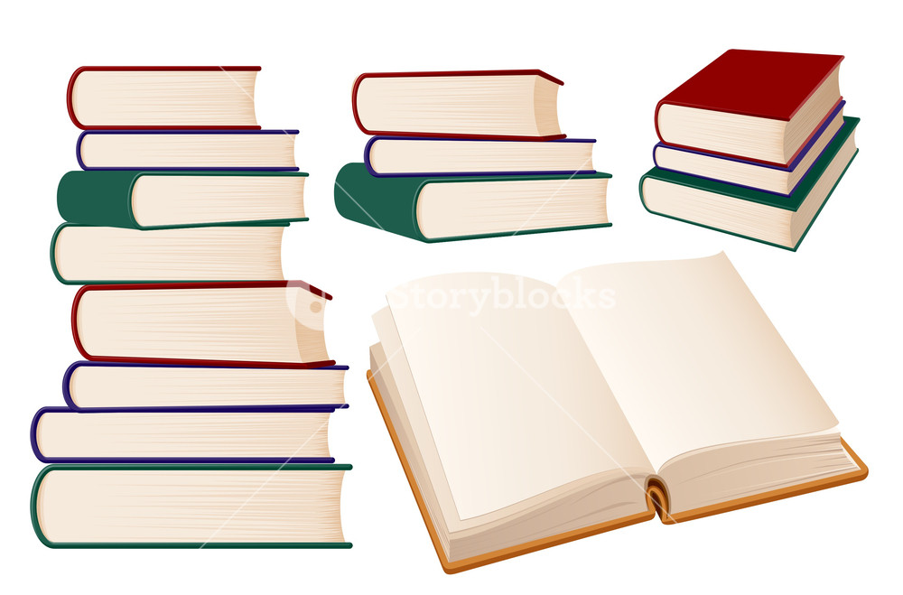 1000x659 Stack Of Books On White Background Vector Illustration Royalty