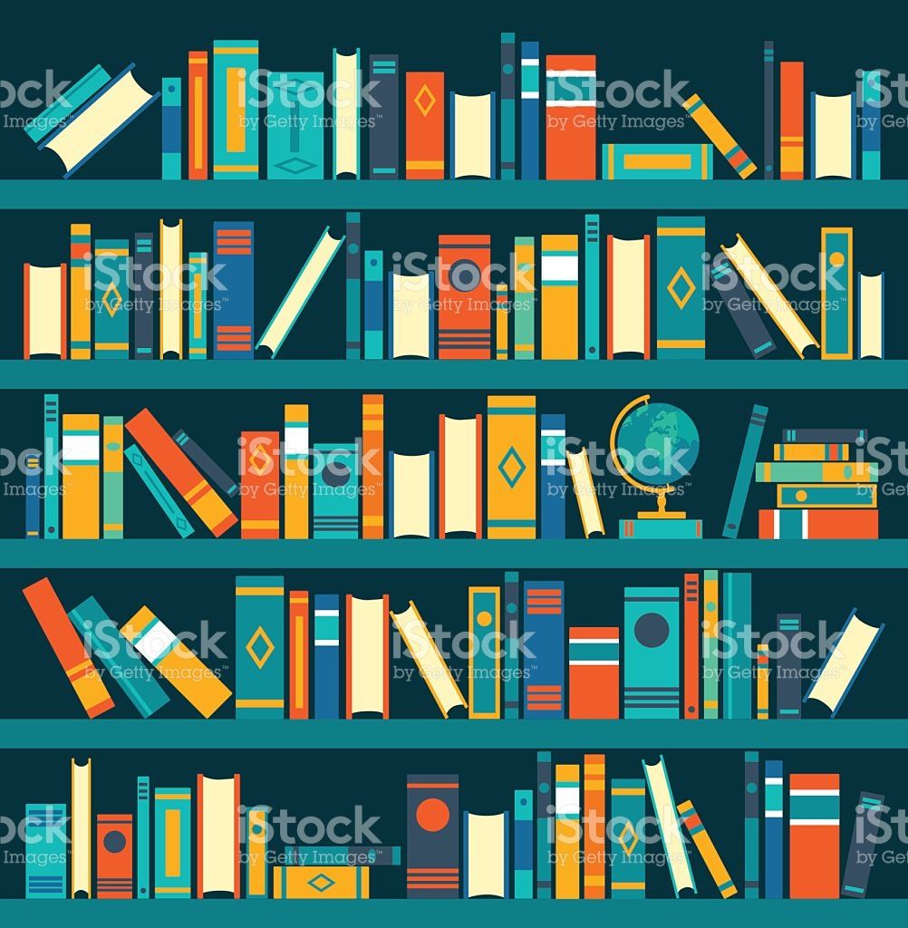 1002x1024 Vector Of Library Book Shelf Background Vector Flat Illustrations