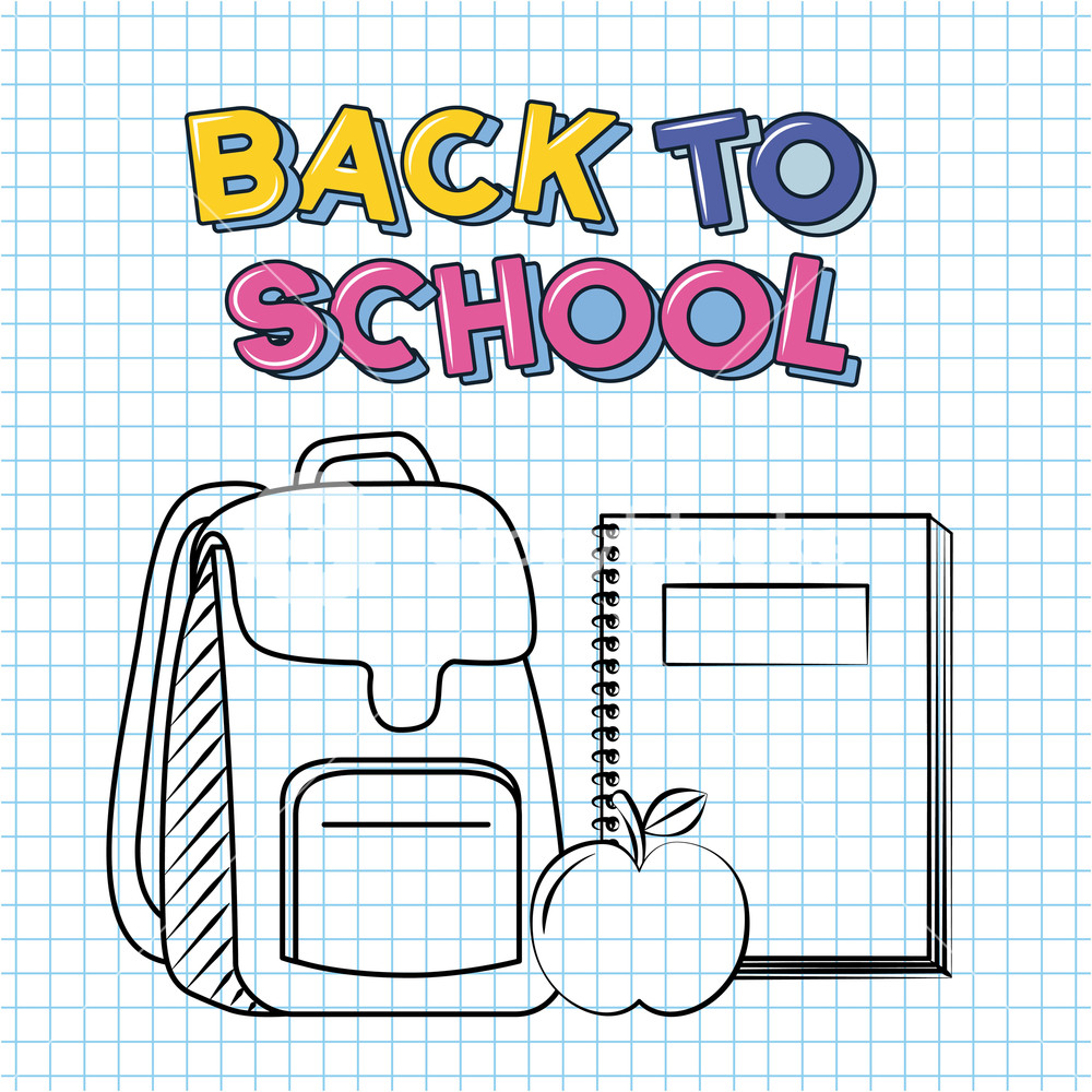 1000x1000 Bag Apple Book Back To School Background Vector Illustration
