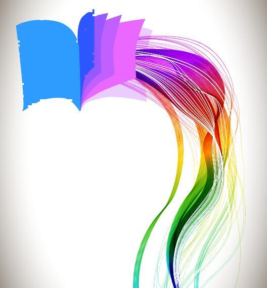 528x569 Book With Colored Abstract Wave Background Vector Free Download