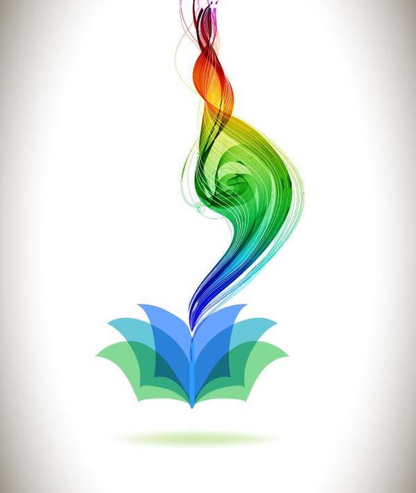 600x711 Book With Colored Abstract Wave Background Vector Free Download