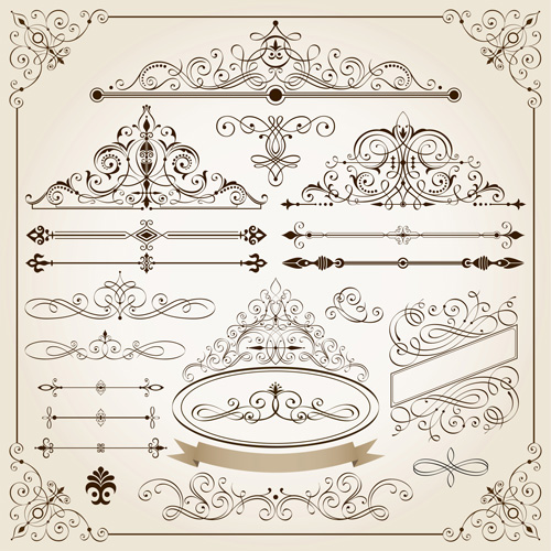 500x500 Vintage Calligraphic Frames With Border Vector Free Download