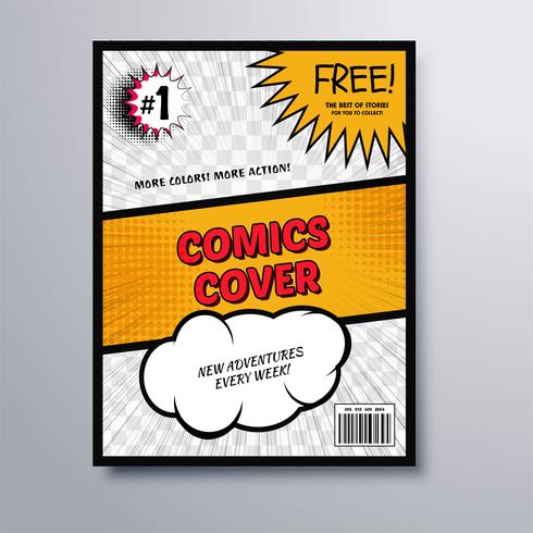 490x490 Comic Book Cover Template Vector Illustration
