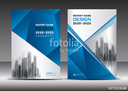 500x353 Blue Cover Design Template, Annual Report Vector Illustration