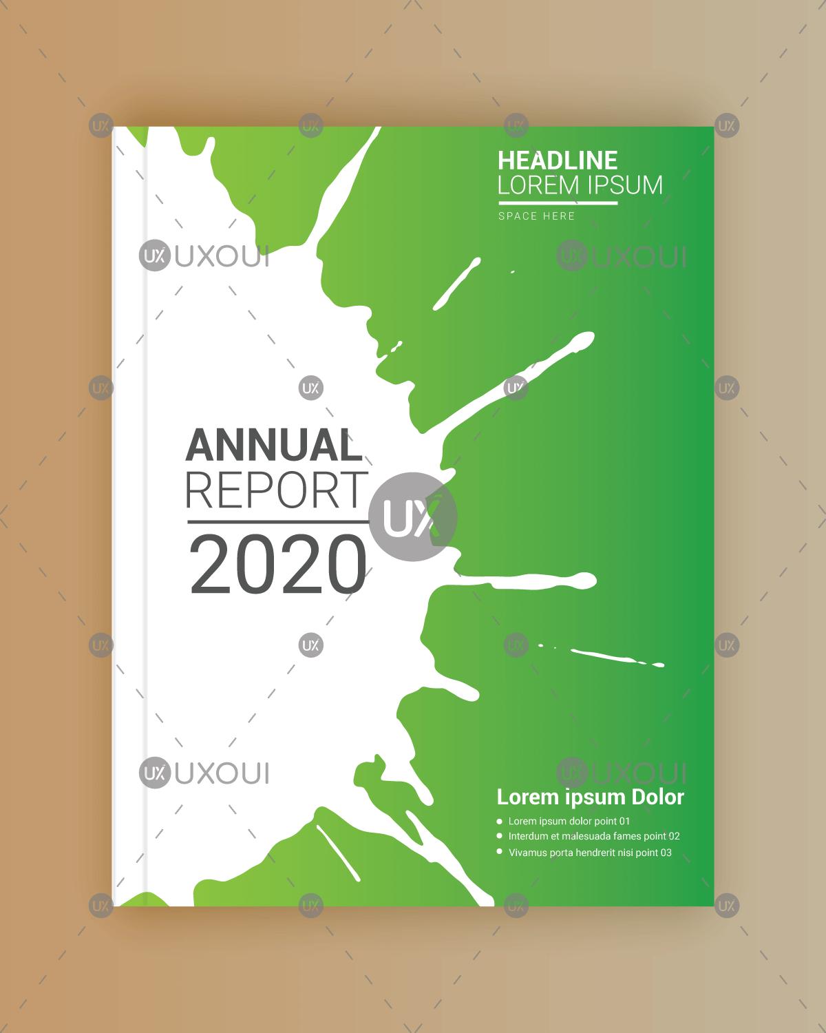 1200x1500 Creative Green White Paint Stroke Book Cover Design Template