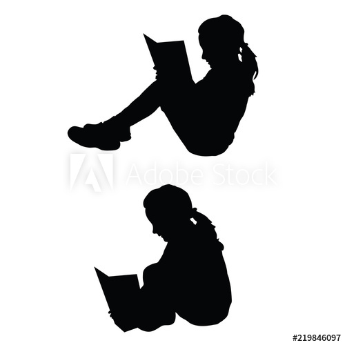 Children Reading The Book Silhouette Illustration 500x500 Children Reading The Book Silhouette Illustration