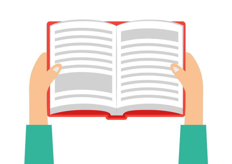 800x566 Hands Holding Book Flat Vector