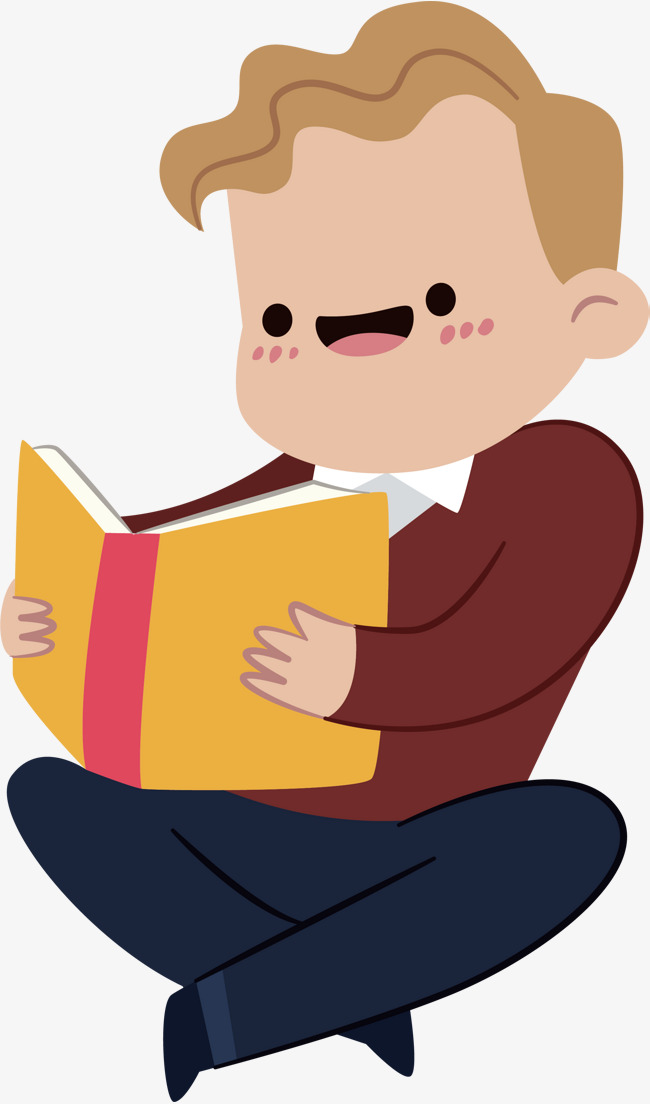 650x1104 A Boy Sitting Reading A Book, Vector Png