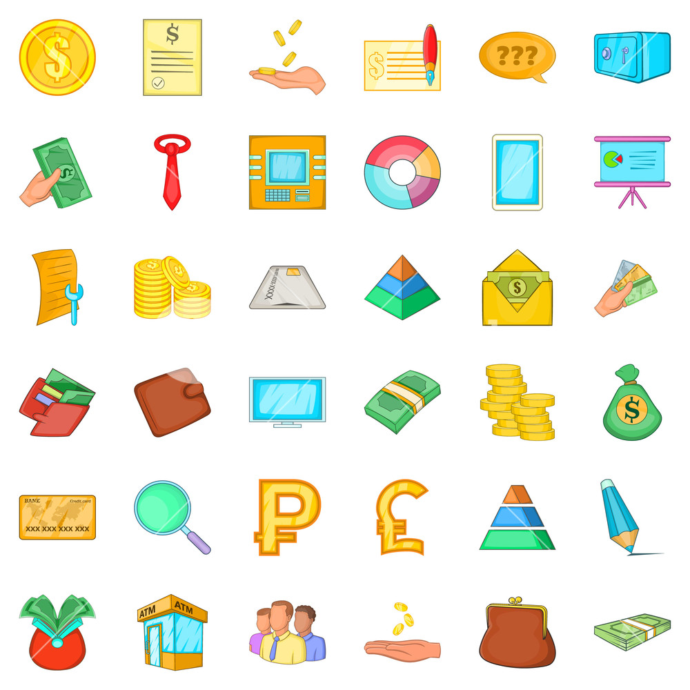1000x1000 Bookkeeping Icons Set Cartoon Style Of Bookkeeping Vector