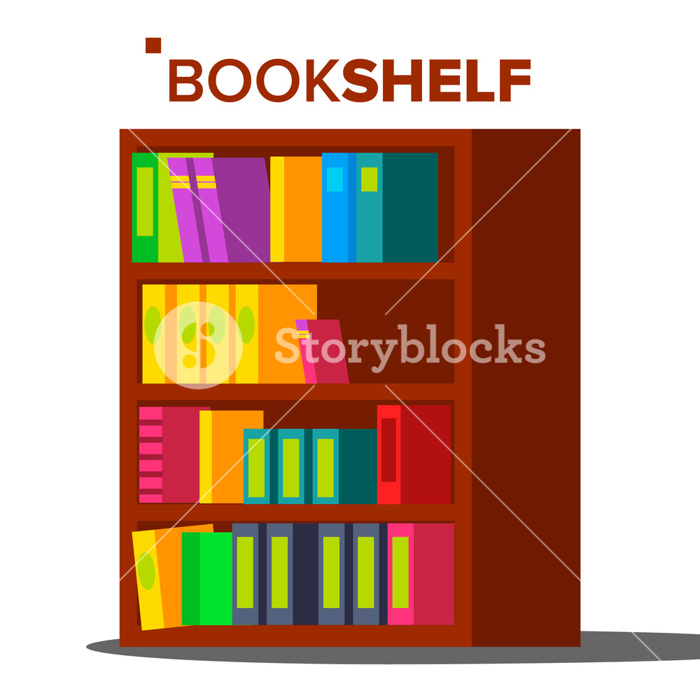 1000x1000 Bookshelf Vector Home Library Or Book Store Bookcase Full