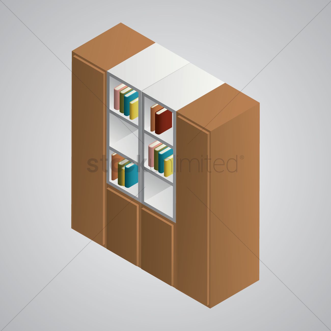 1300x1300 Isometric Bookshelf Vector Image