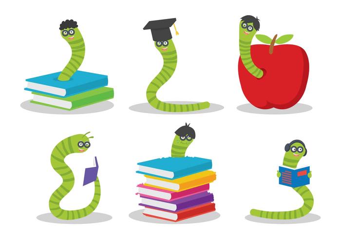 700x490 Bookworm Vector Set