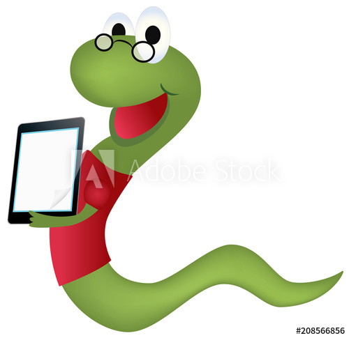 500x485 Bookworm With Ebook Vector