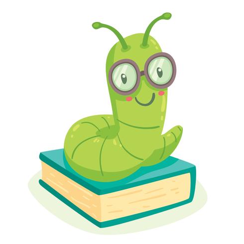 490x490 Cartoon Bookworm Vector