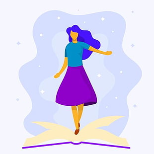 310x310 Flat Modern Casual Woman Bookworm Vector Illustration