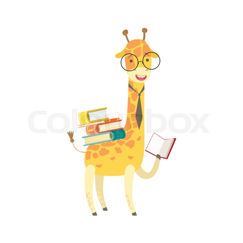 800x800 Giraffe Smiling Bookworm Zoo Character Stock Vector Colourbox