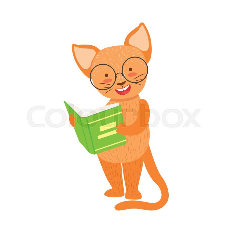 800x800 Red Cat Smiling Bookworm Zoo Character Stock Vector Colourbox