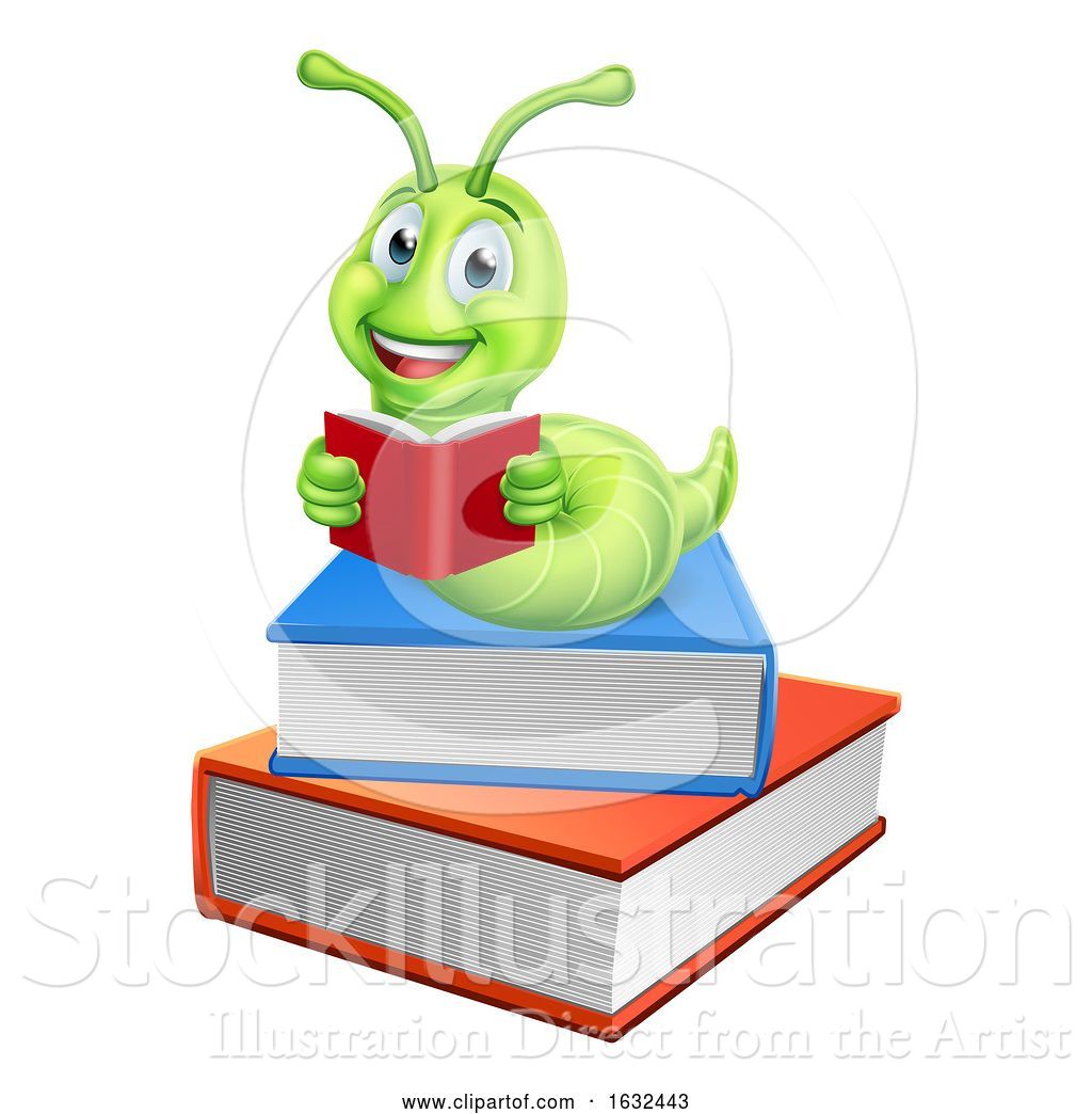 1024x1044 Vector Illustration Of Cartoon Caterpillar Bookworm Worm On Books