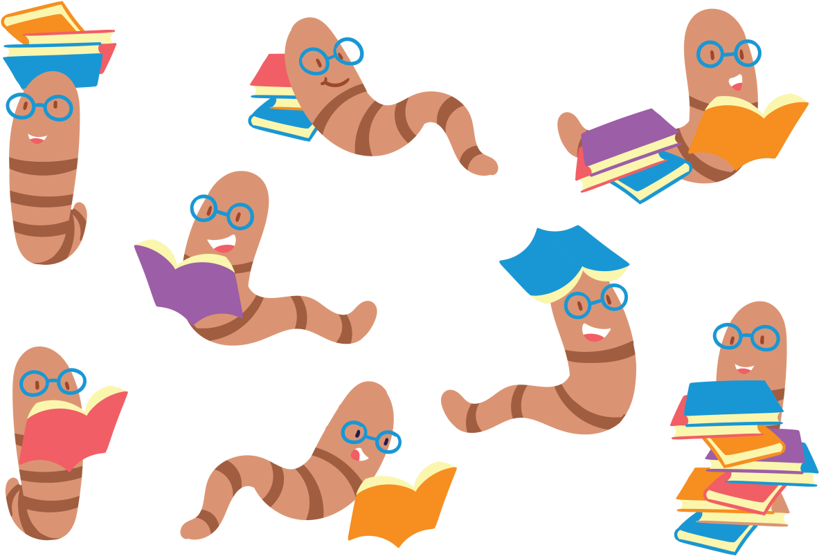 1183x804 Bookworm Cartoon Set Download Free Vector Art Stock Clipart